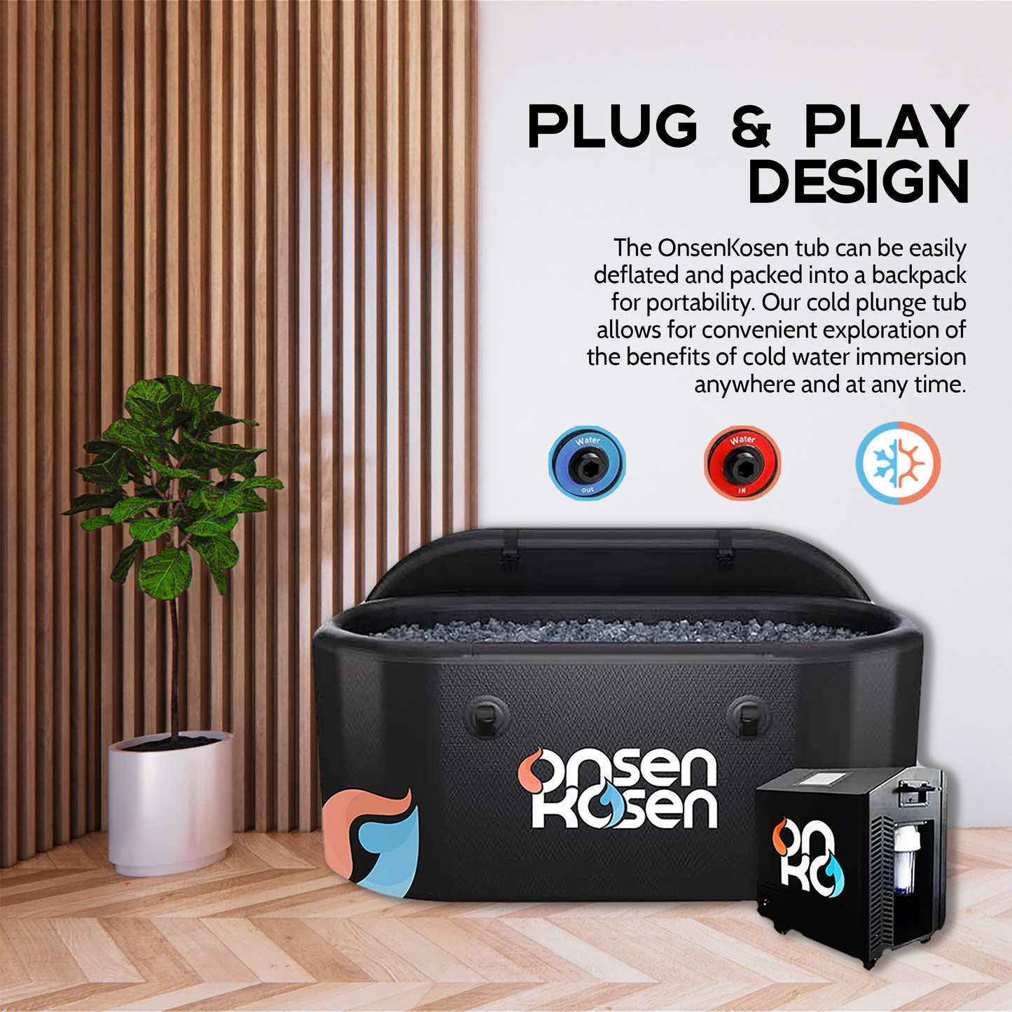 OnsenKosen Tub Only: Dogo 1 Person Multi Purpose Plunge Tub - No Chiller/Heater