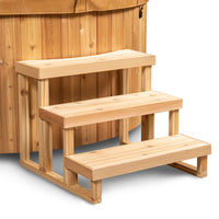 3 Tier Steps for Round Hot Tub - Knotty Red Cedar